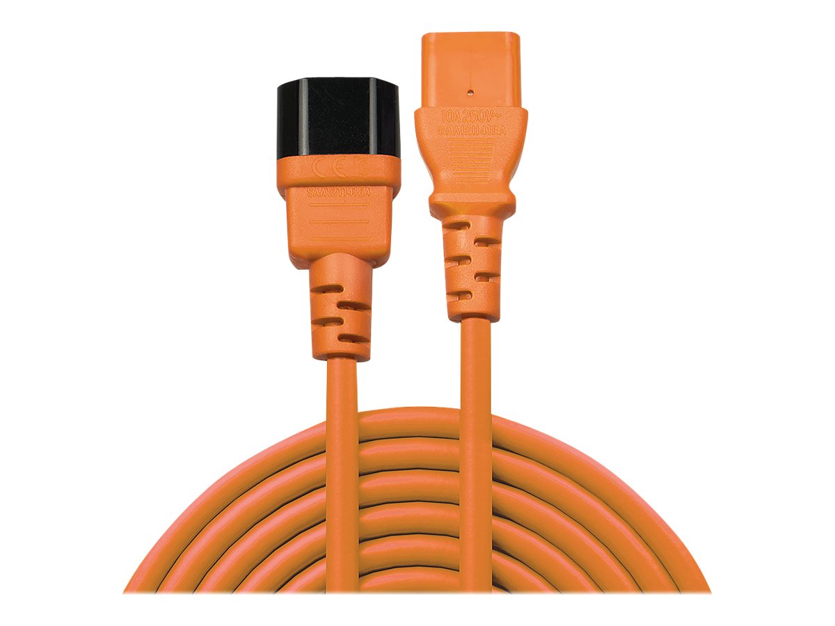 1m Netzverlängerungskabel C14 an C13, bleifrei, orange