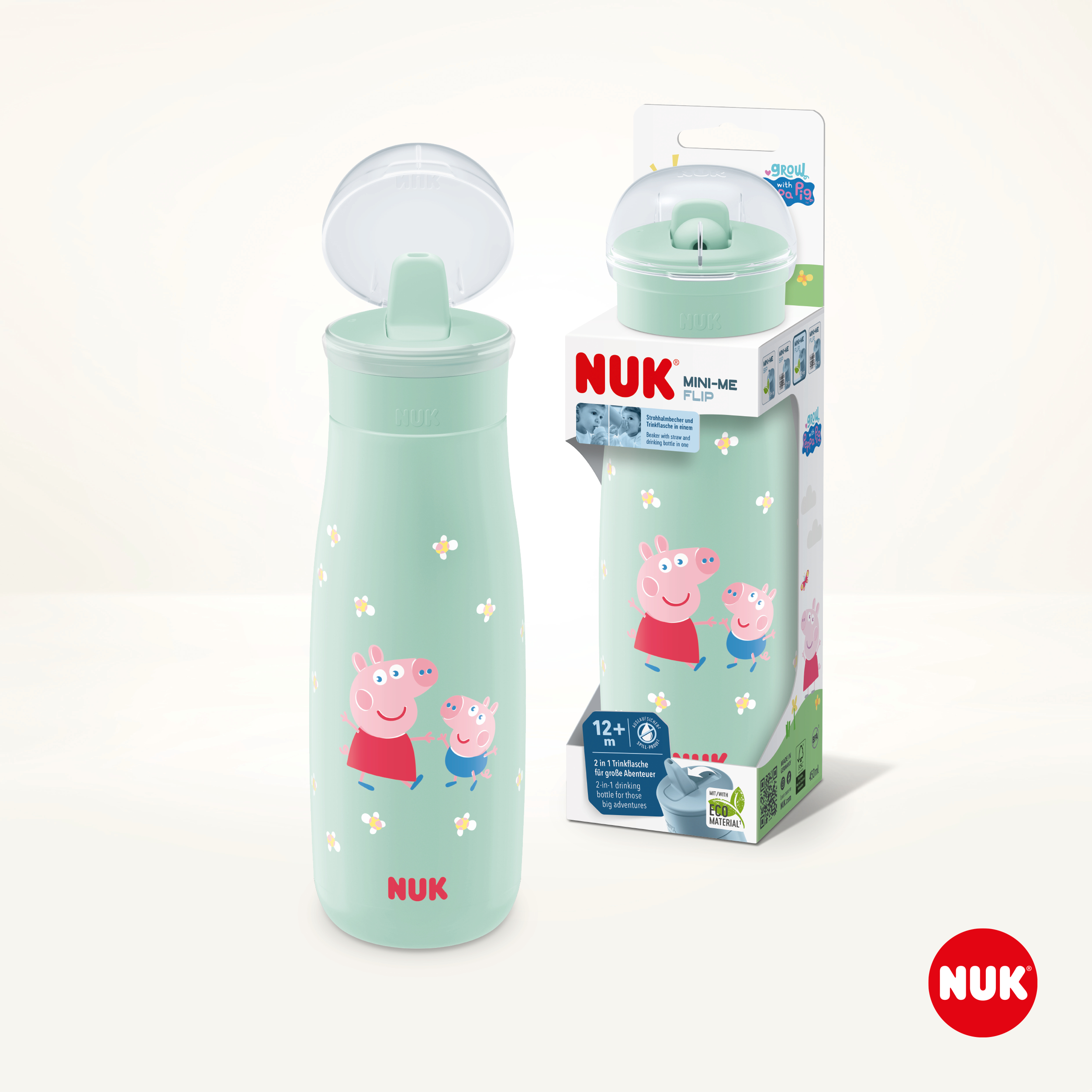 NUK | Trinkflasche | Mini-Me Peppa Pig | 450ml | Grün