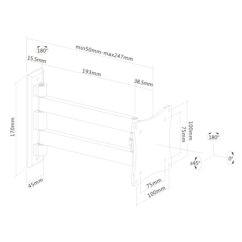 Neomounts by Newstar | WAH 10"-27" 1TFT 2Gelenke schw. Max.12kg