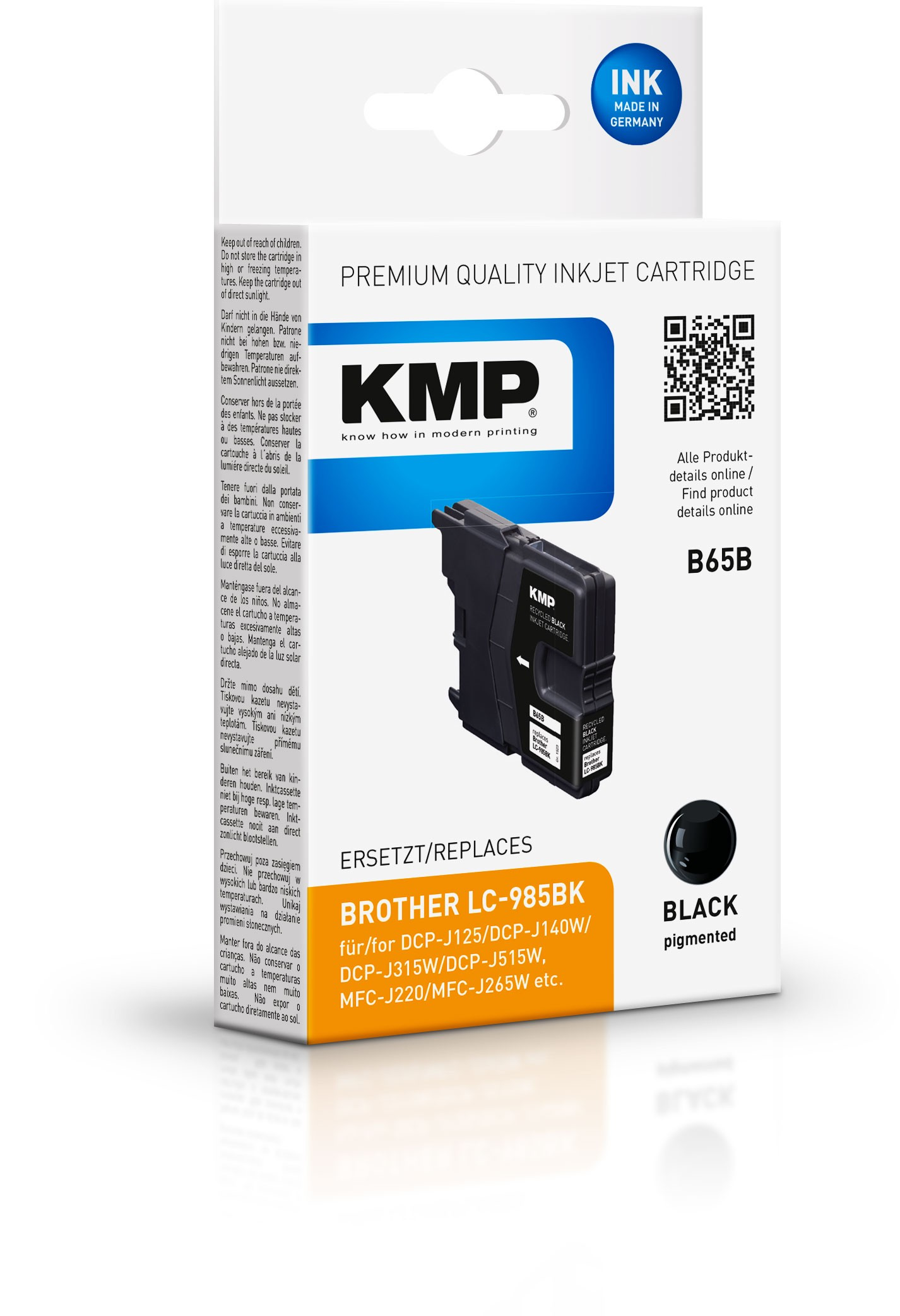 KMP B65B - 6.2 ml - Schwarz - kompatibel - wiederaufbereitet - Tintenpatrone (Alternative zu: Brother LC985BK)