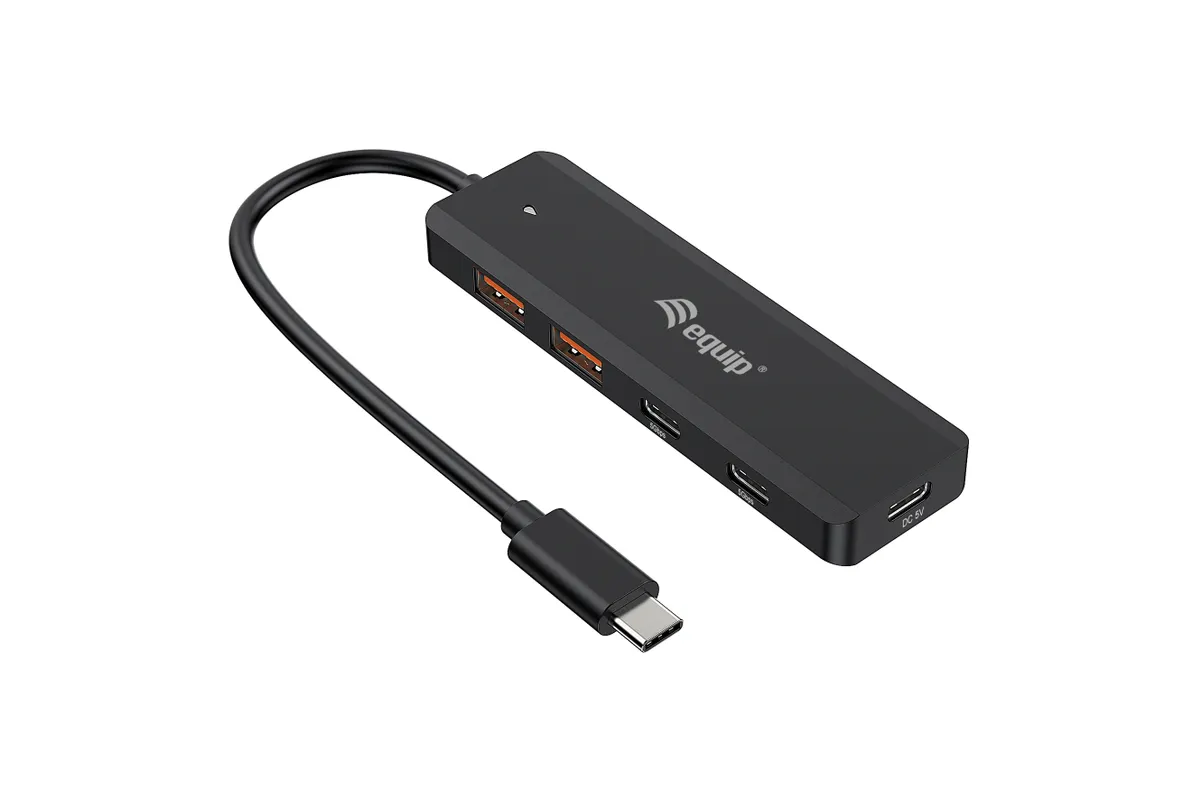 128966 | 4-Port USB-C Hub | USB 3.2 Gen 2 | 2x USB-C | 2x USB-A | 10 Gbit/s | Schwarz