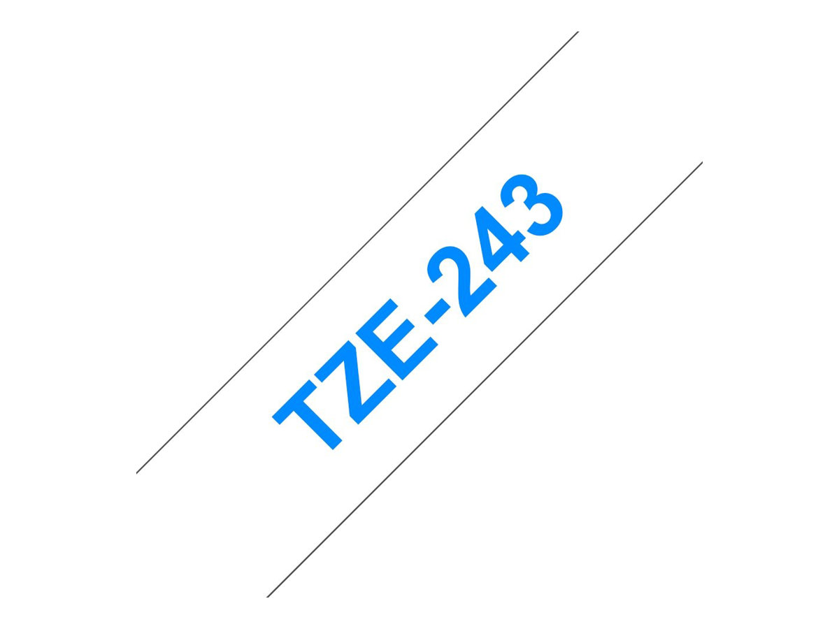 Brother TZe-243 - Standard-Klebstoff - blau auf weiß - Rolle (1,8 cm x 8 m)