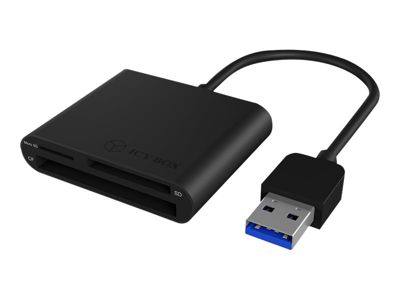 ICY BOX | USB 3.2 Gen 1 Card Reader (CF, SD, microSD), extern, USB 3.2 Gen 1 Hostanschluss | black