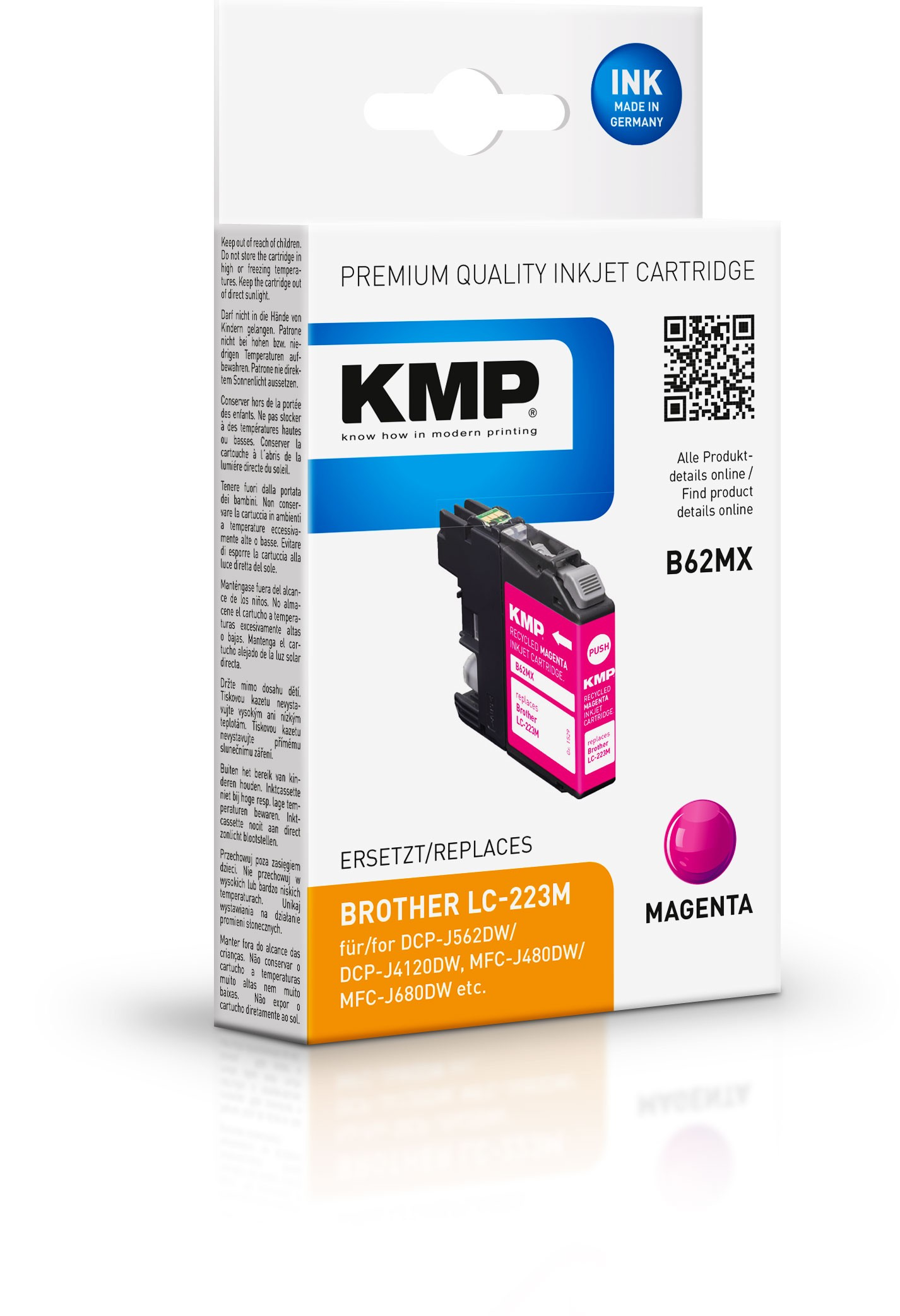 KMP B62MX - 5.9 ml - Magenta - kompatibel - wiederaufbereitet - Tintenpatrone (Alternative zu: Brother LC-223M)