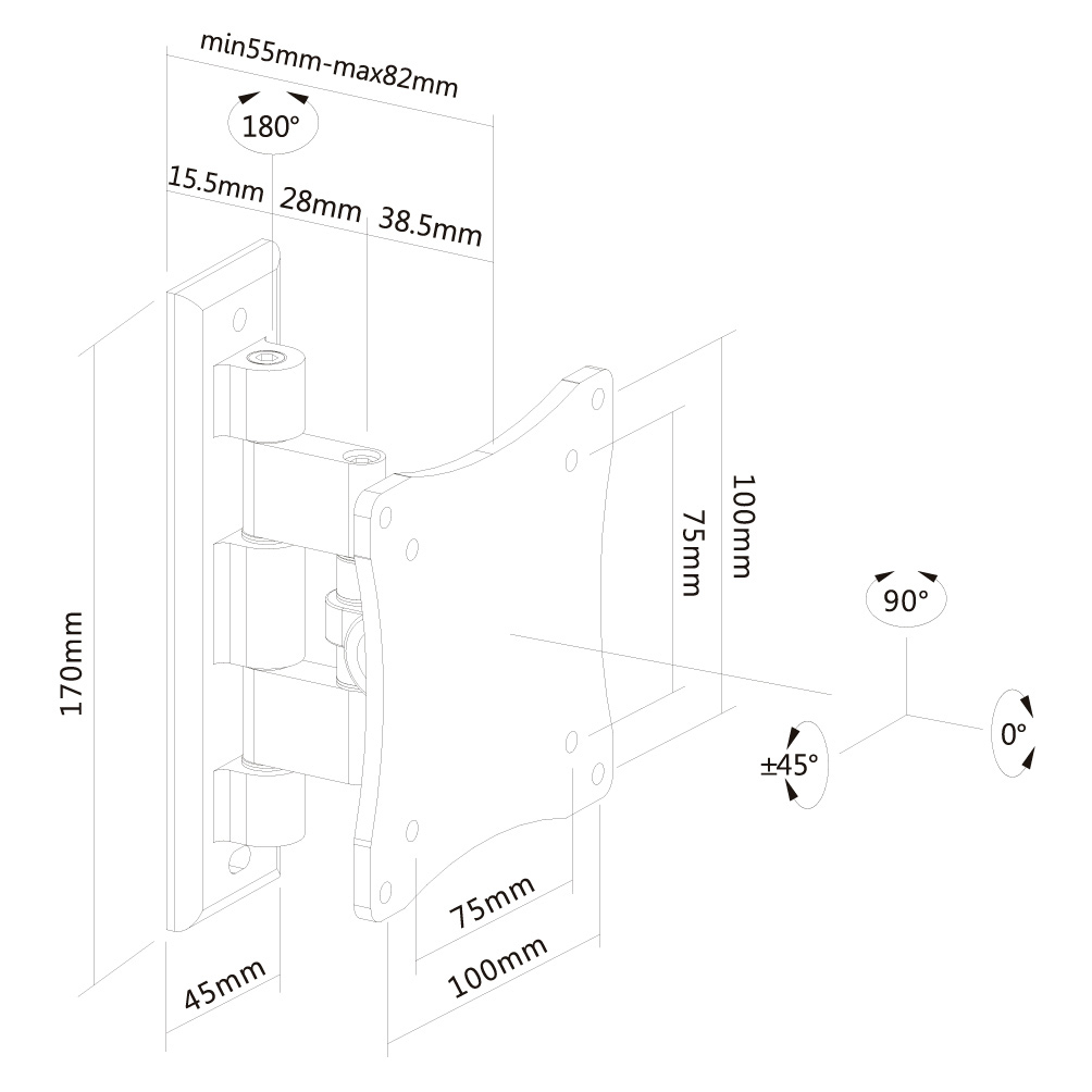 Neomounts by Newstar | WAH 10"-27" 1TFT 1Gelenk sil. Max.12kg