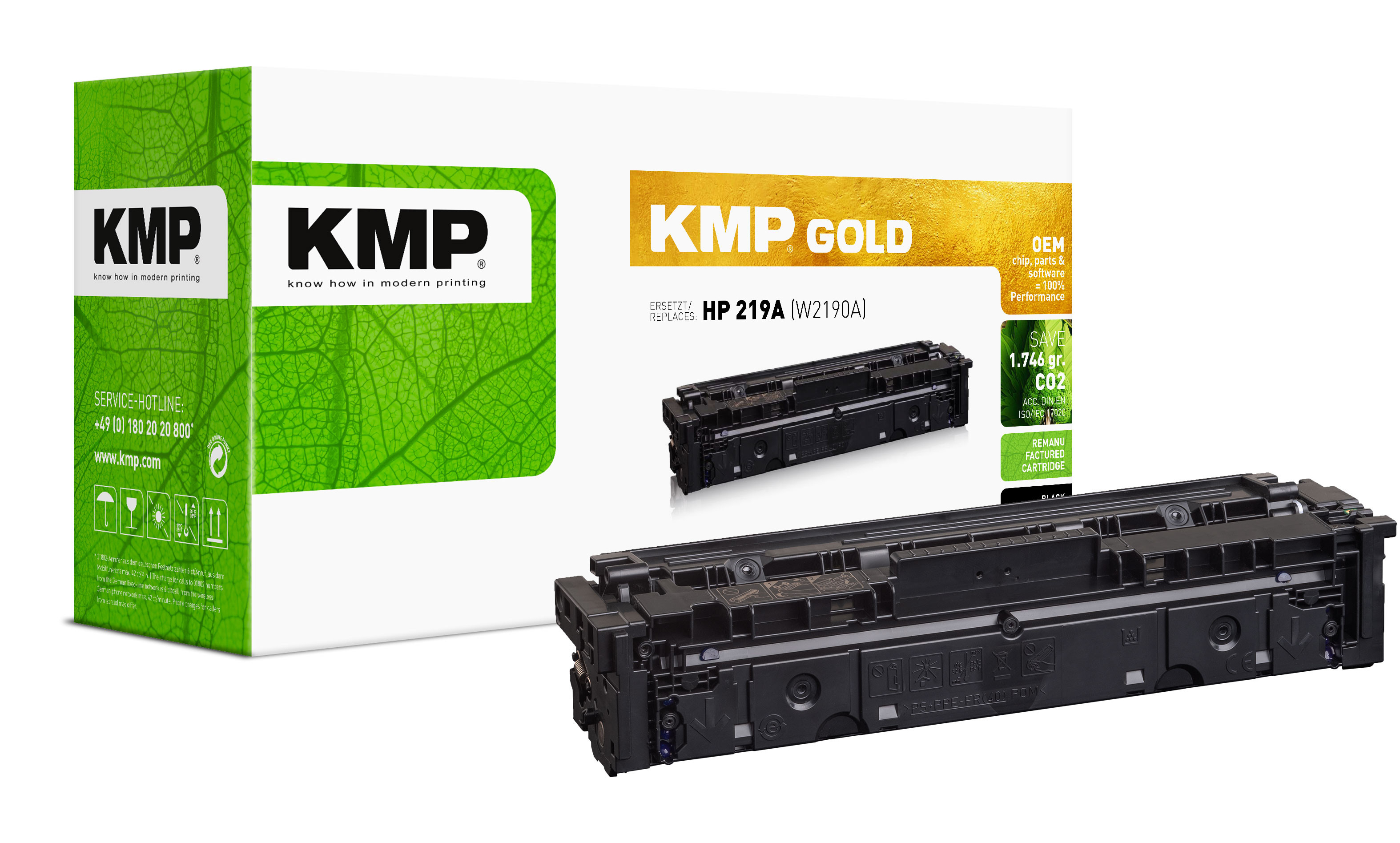 KMP GOLD Toner HP 219A (W2190A) black 1300 Seiten remanufactured