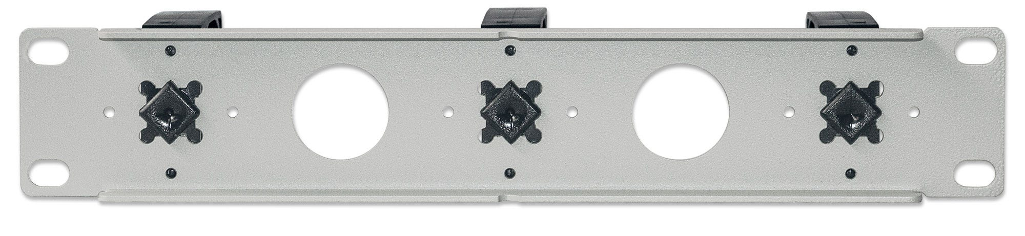 Intellinet Kabelmanagement für 10"-Schränke, 1 HE, drei große Kunststoffringe, grau - Kabelmanagementplatte mit Ringen - Rack montierbar - Grau, RAL 7035 - 1U - 25.4 cm (10")