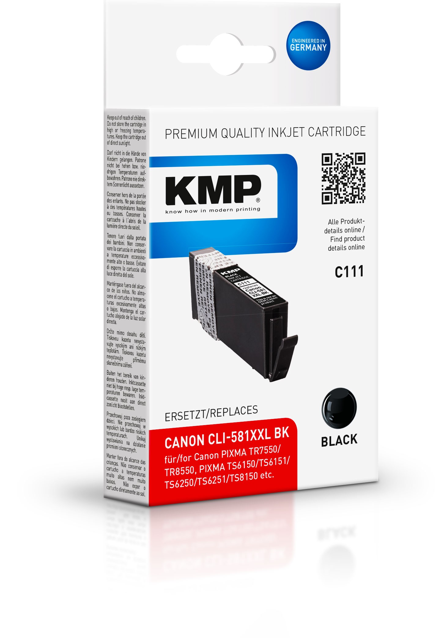 KMP C111 - 9.8 ml - Schwarz - kompatibel - Tintenbehälter (Alternative zu: Canon CLI-581BKXXL)