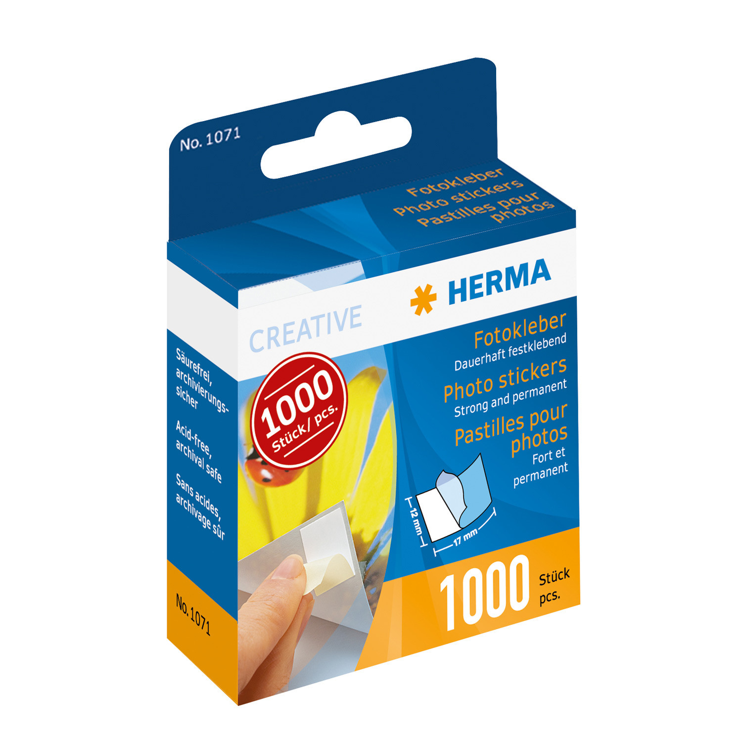 HERMA 1071 - Fotokleber - Kartonspender - weiß - 1000 Stück
