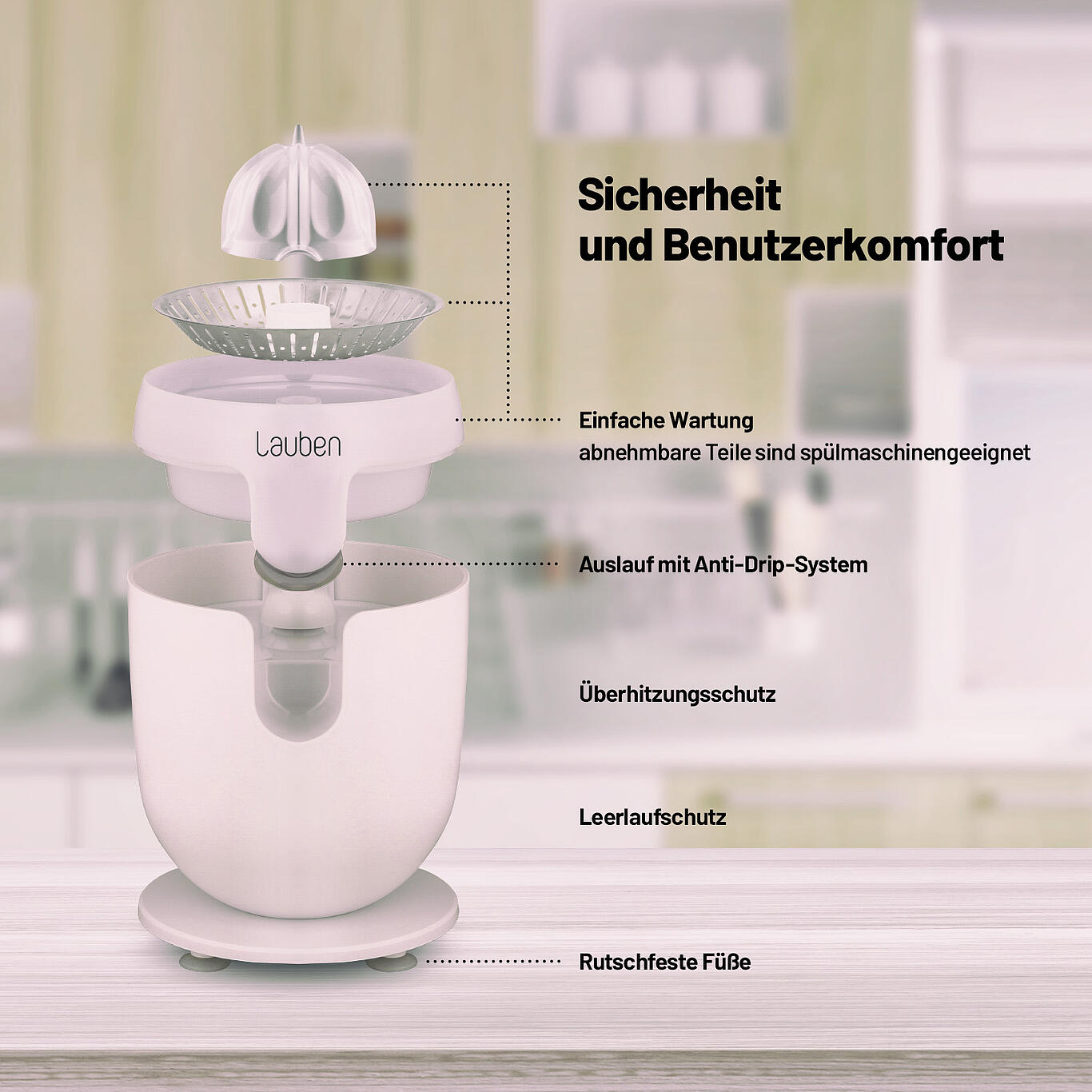 Lauben | Elektrische Zitruspresse | 110WT | 160W | weiß retail