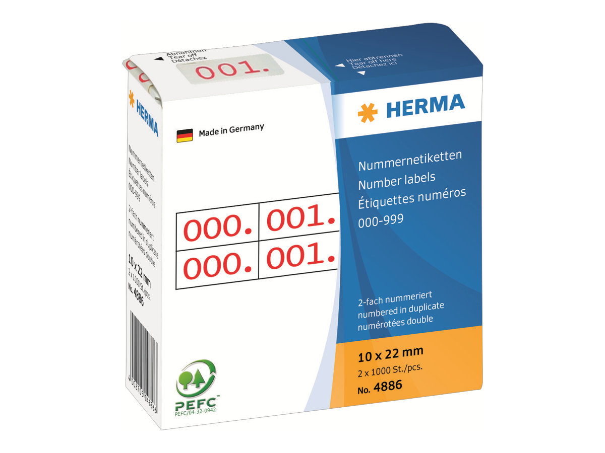 HERMA Rot - 10 x 22 mm 2000 Etikett(en) (1000 Bogen x 2)