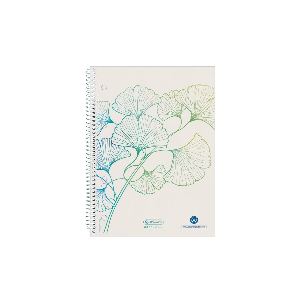 Spiralblock A5 70 Bl. kariert GREENline Ginkgo