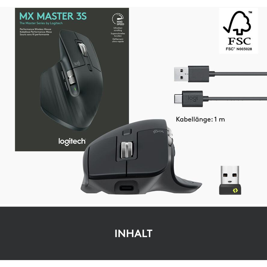 Logitech Master Series MX MASTER 3S - Maus - ergonomisch