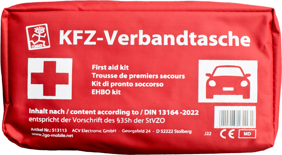 2GO KFZ-Verbandtasche zertifiziert nach DIN 13164:2022