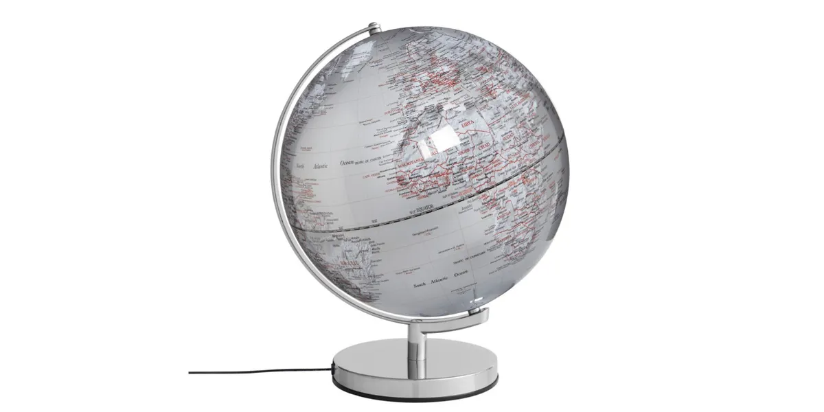 Globus STELLAR LIGHT – 30 cm Leuchtglobus in Silber/Schwarz