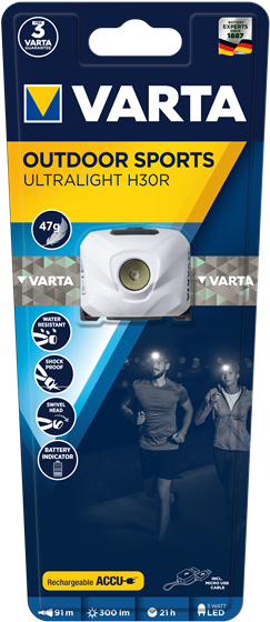 Varta ULTRALIGHT H30R - Stirnband-Taschenlampe - Weiß - IPX4 - Ladend - LED - 3 W