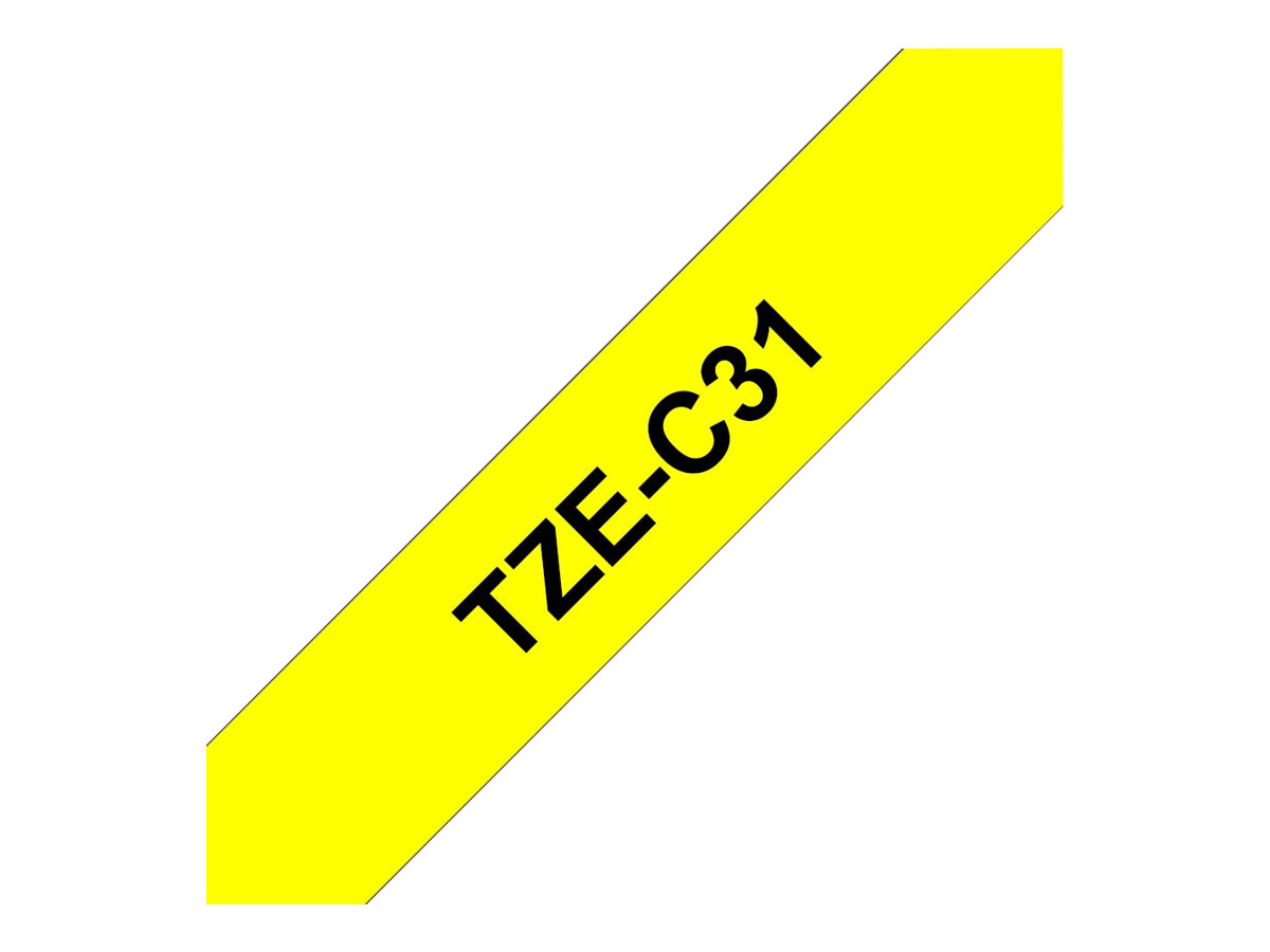 Brother TZe-C31 - Schwarz auf Neongelb - Rolle (1,2 cm x 5 m)