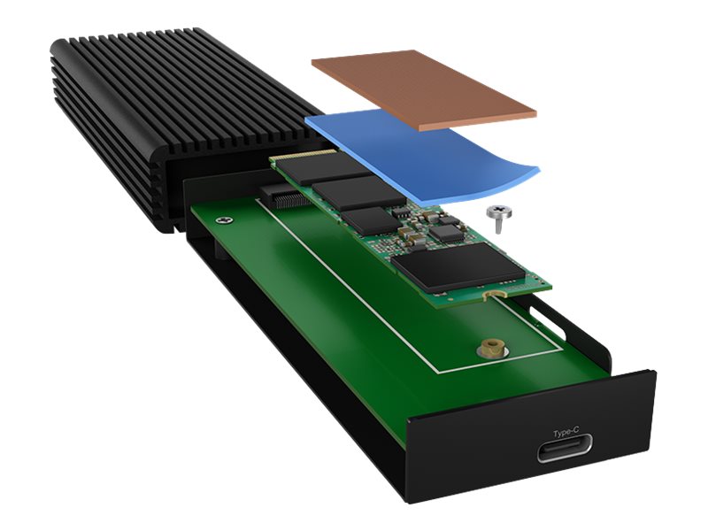 ICY BOX | M.2 PCIe SSD Aluminiumgehäuse, USB 3.2 Gen 2x2 Type-C, M-Key | black