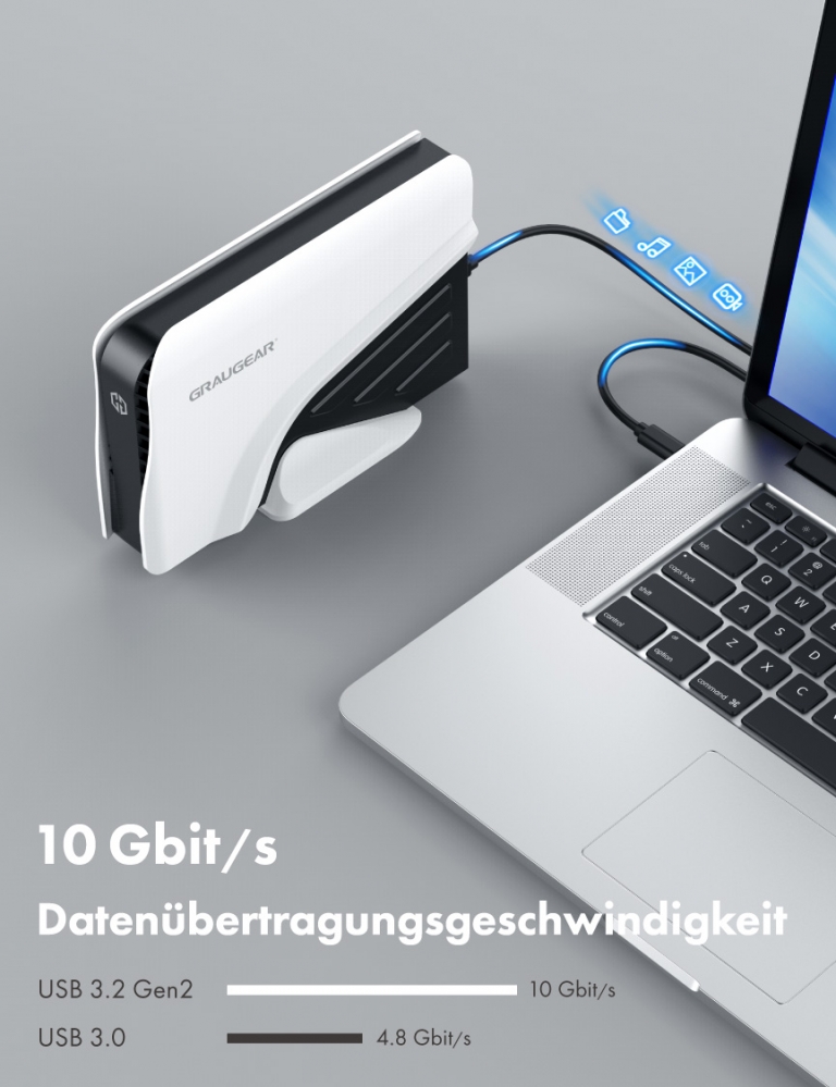 GRAUGEAR externe Festplatte 8TB für PS4/PS5 USB-C/USB-A