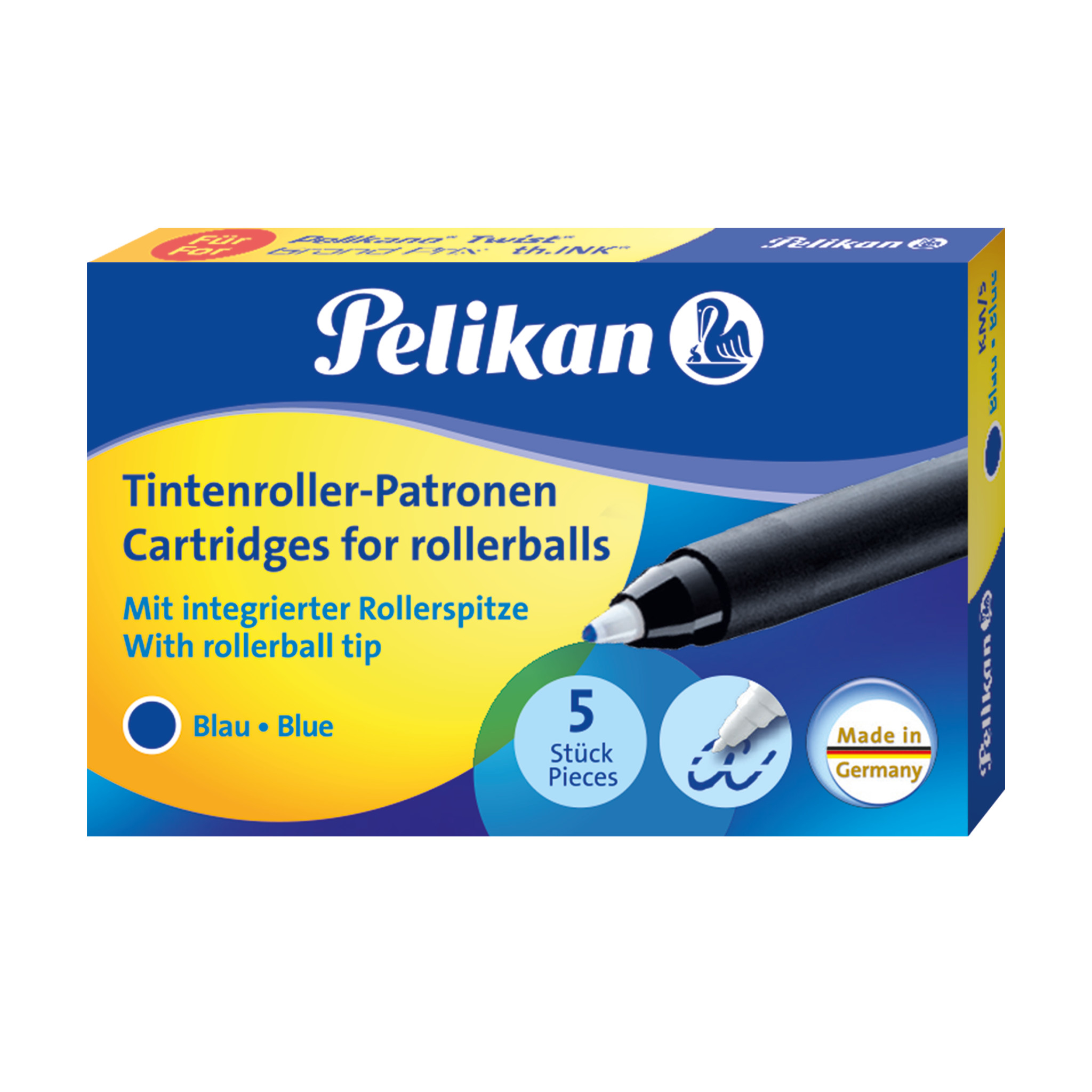 Pelikan | Tintenroller-Patronen KM/5/2/B, blau Blister