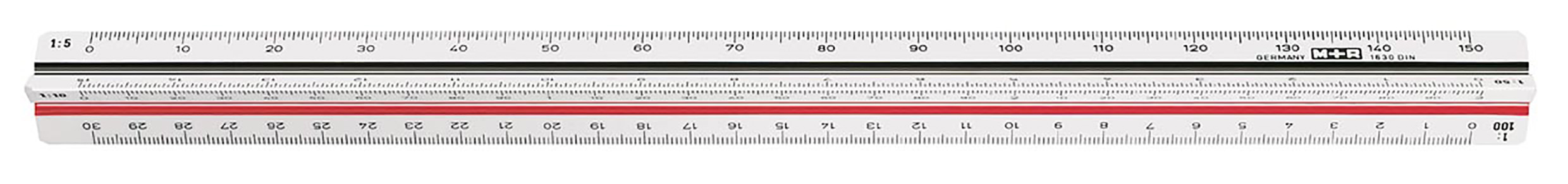 Möbius Ruppert Dreikantmaßstab 30cm 2farbig zweifarbige Hohlkehle 1