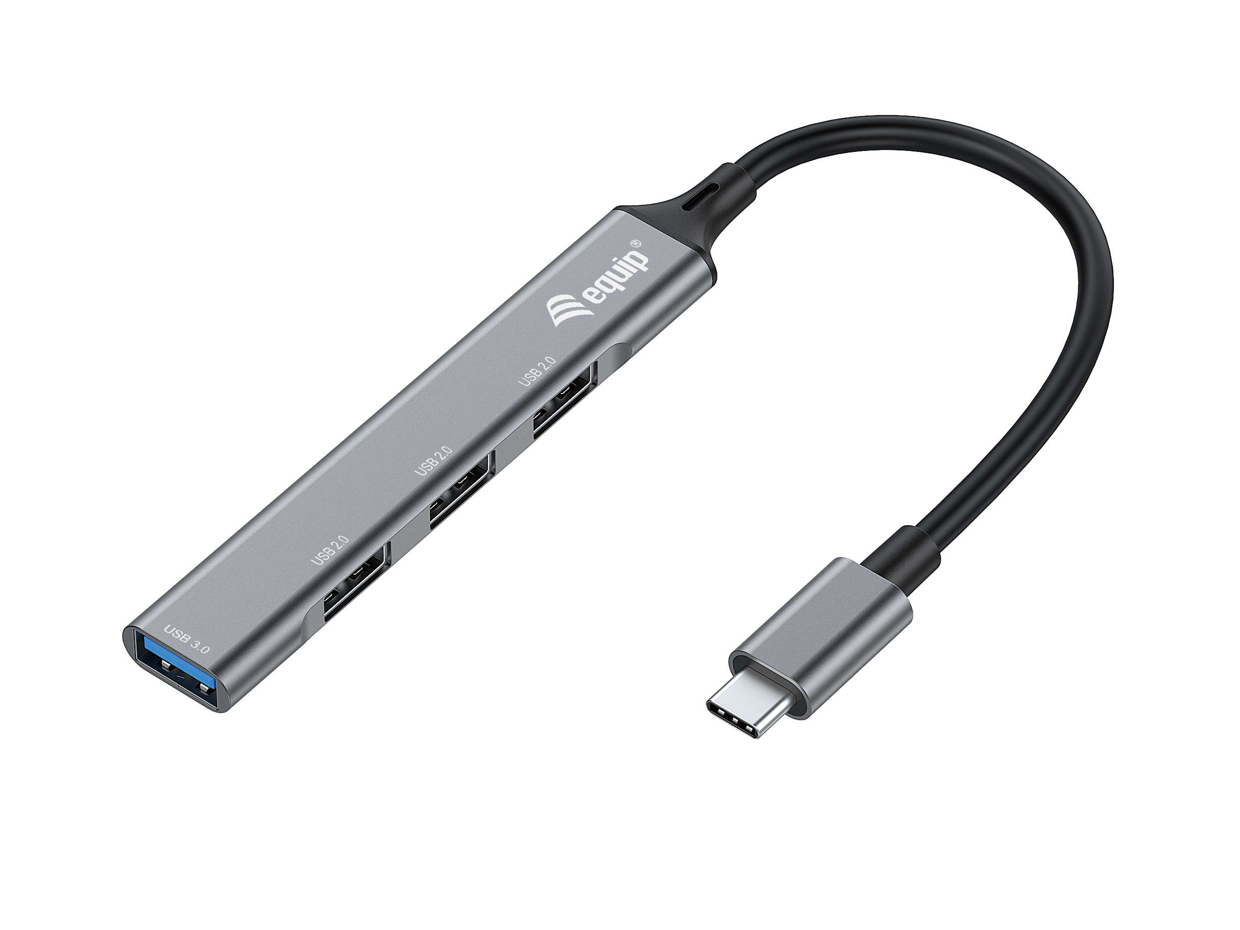 USB-Hub 4-Port | USB-C auf 1x USB 3.2 Gen 1 & 3x USB 2.0 | 5 Gbit/s | Grau
