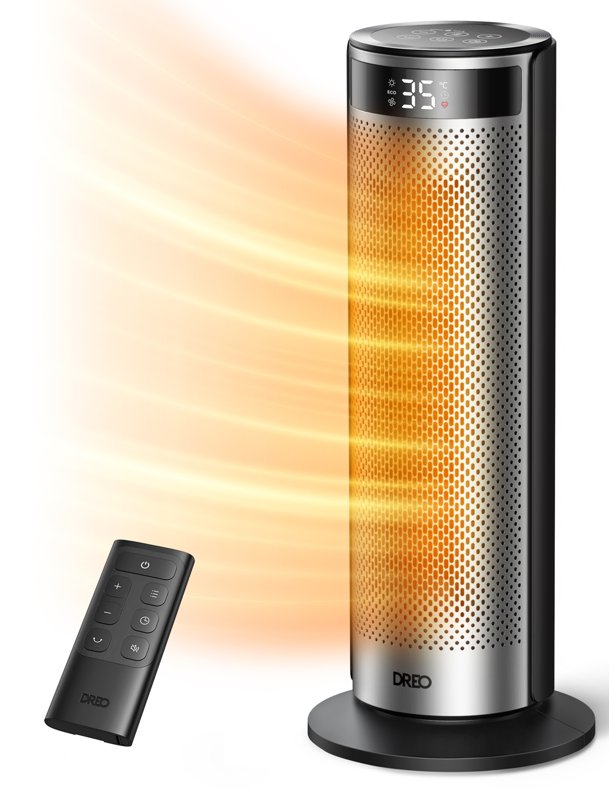 HSH028 Keramik-Heizlüfter 2.000 W mit Oszillation, Schwarz/Silber