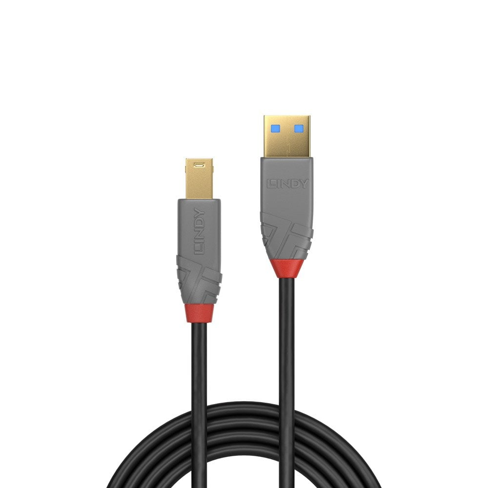 Lindy | 5m USB 3.2 Typ A an B Kabel, 5GBit/s, Anthra Line