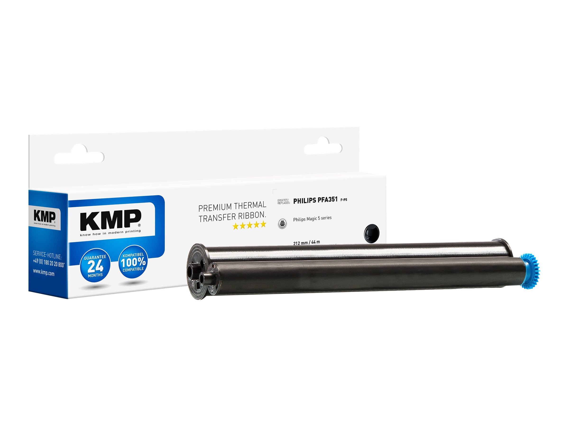KMP F-P5 - 1 - Schwarz - 212 mm x 44 m - Farbband (Alternative zu: Philips PFA 351, Philips PFA 352)