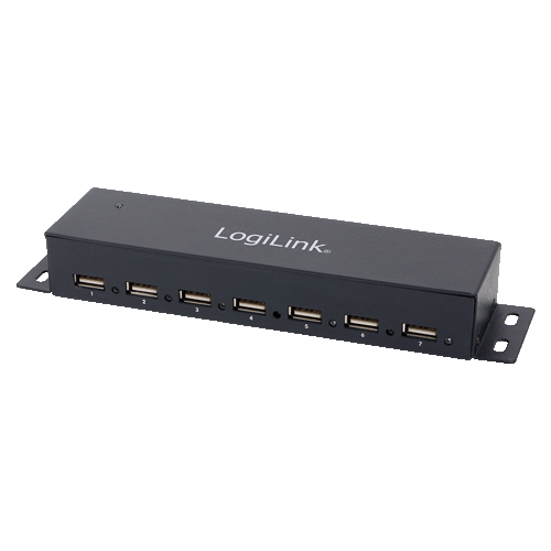 USB-HUB 7-Port metall LED-Anzeige m. Netzteil