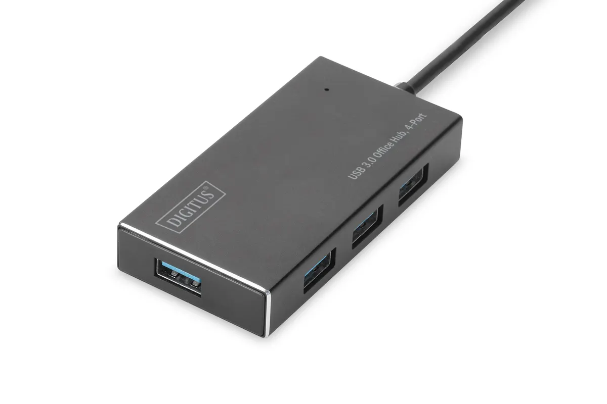 USB 3.0 Office Hub 4-Port | 4x USB 3.0 | 5 Gbit/s | Aluminium | mit Netzteil | Schwarz