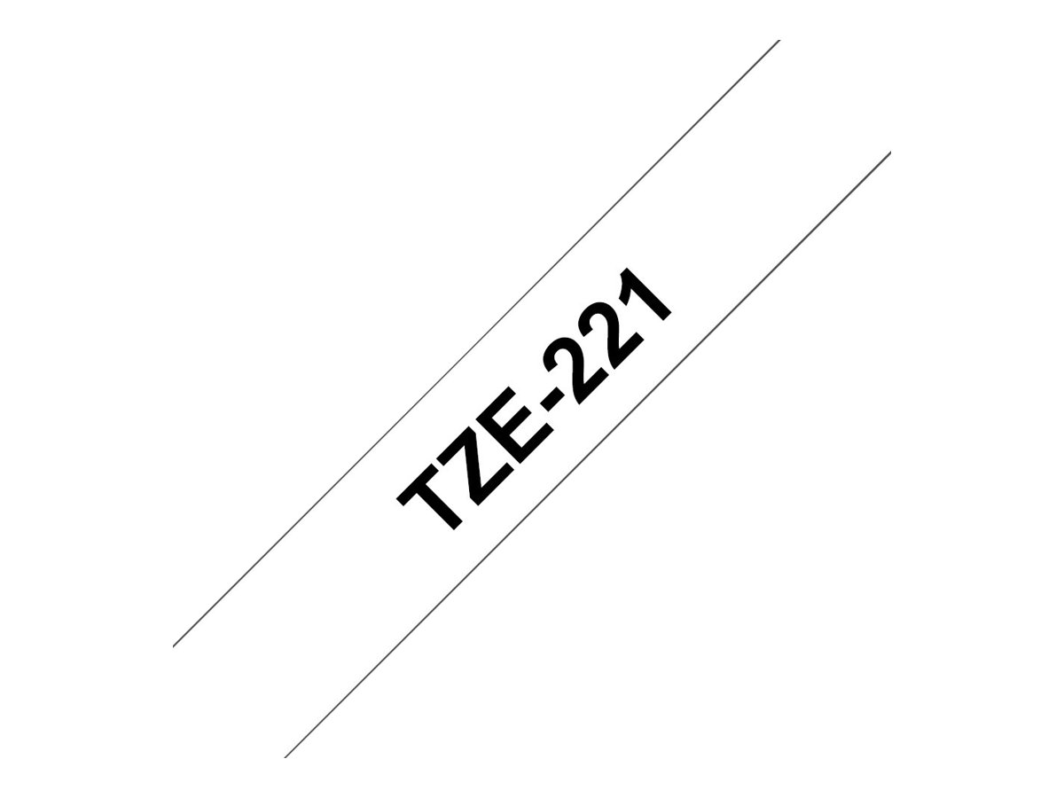 Brother TZe-221 - Standard-Klebstoff - Schwarz auf Weiß - Rolle (0,9 cm x 8 m)