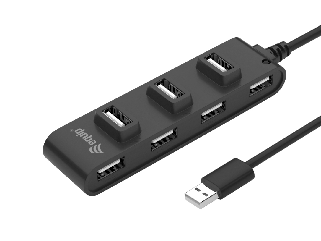 equip USB-Hub USB 2.0 St -  7x Bu 0.15cm 480Mbps schwarz