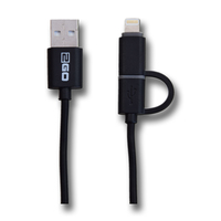2in1 USB Lade-/Datenkabel f. Micro-USB & Apple 100cm sw