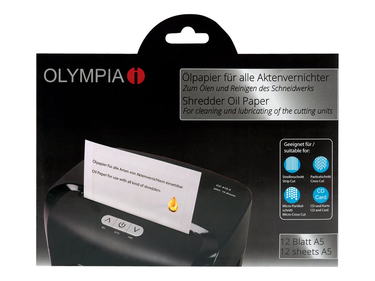 Olympia - Ölpapier für Aktenvernichter - 12 Stück pro Packung