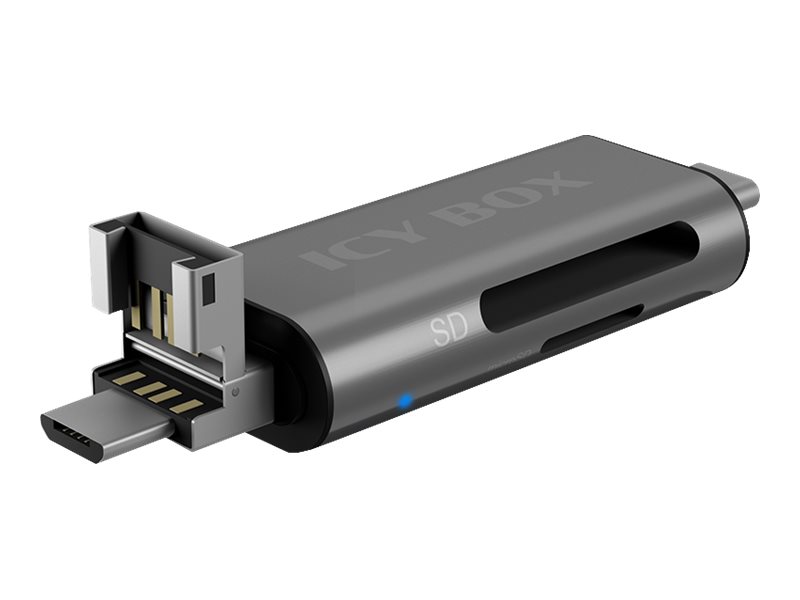 ICY BOX | SD/microSD USB 3.2 Gen 1 Cardreader mit Type-C®/-A/Micro-B und OTG | anthracite