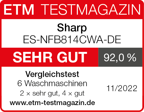 Sharp | Waschmaschine | ES-NFW814CWA-DE  | 8kg/1400Umin | (inkl. Speditionsversand)