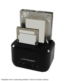 LC Power LC-DOCK-U3-III - HDD-Dockingstation mit Ein/Aus-Schalter, Klon-Funktion Schächte: 2 - 2,5" / 3,5" gemeinsam genutzt (6,4 cm/8,9 cm gemeinsam genutzt)