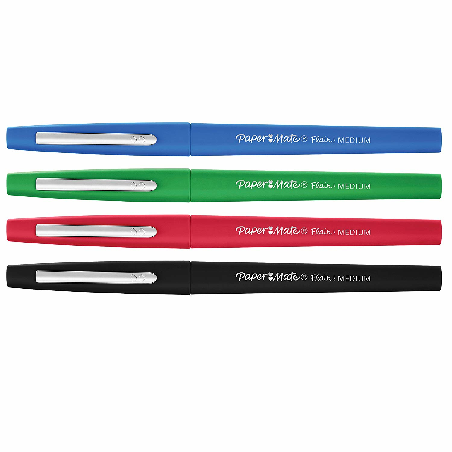 PAPER MATE® | Flair® | 4er Blister "Standard Farben"| Strichstärke: M / 0,7 mm | Schreibfarbe: schwarz, blau, rot, grün