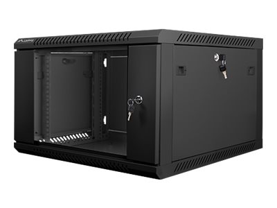19"  6U 600x600 Wandgehäuse Glastür V2 (FlatPack) sw
