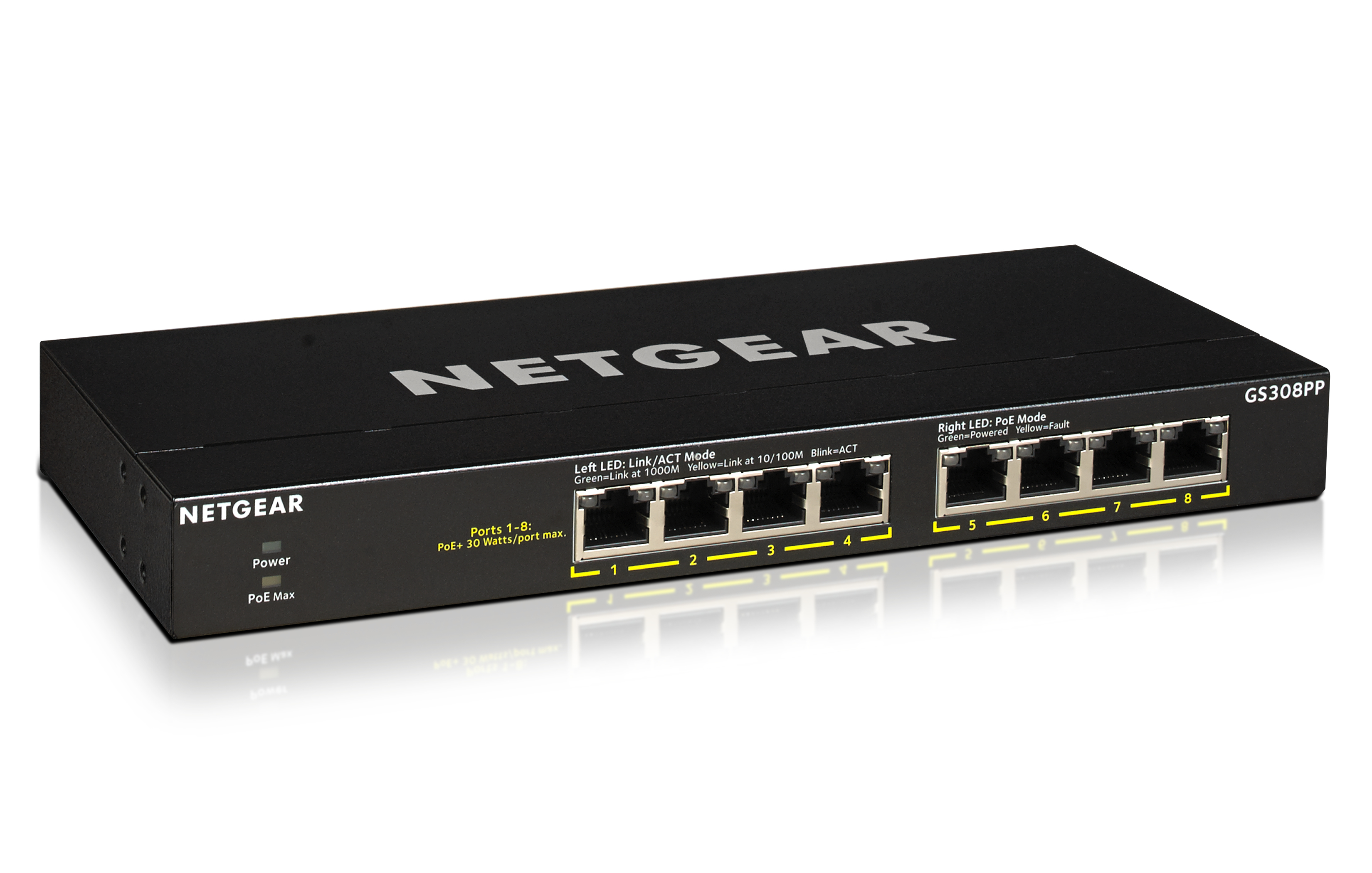 Netgear GS308PP - Switch - unmanaged - 8 x 10/100/1000 (PoE+)