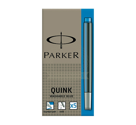 Parker | QUINK Tintenpatronen Königsblau - auswaschbar und löschbar auf Papier | in einer Schachtel (5) 
