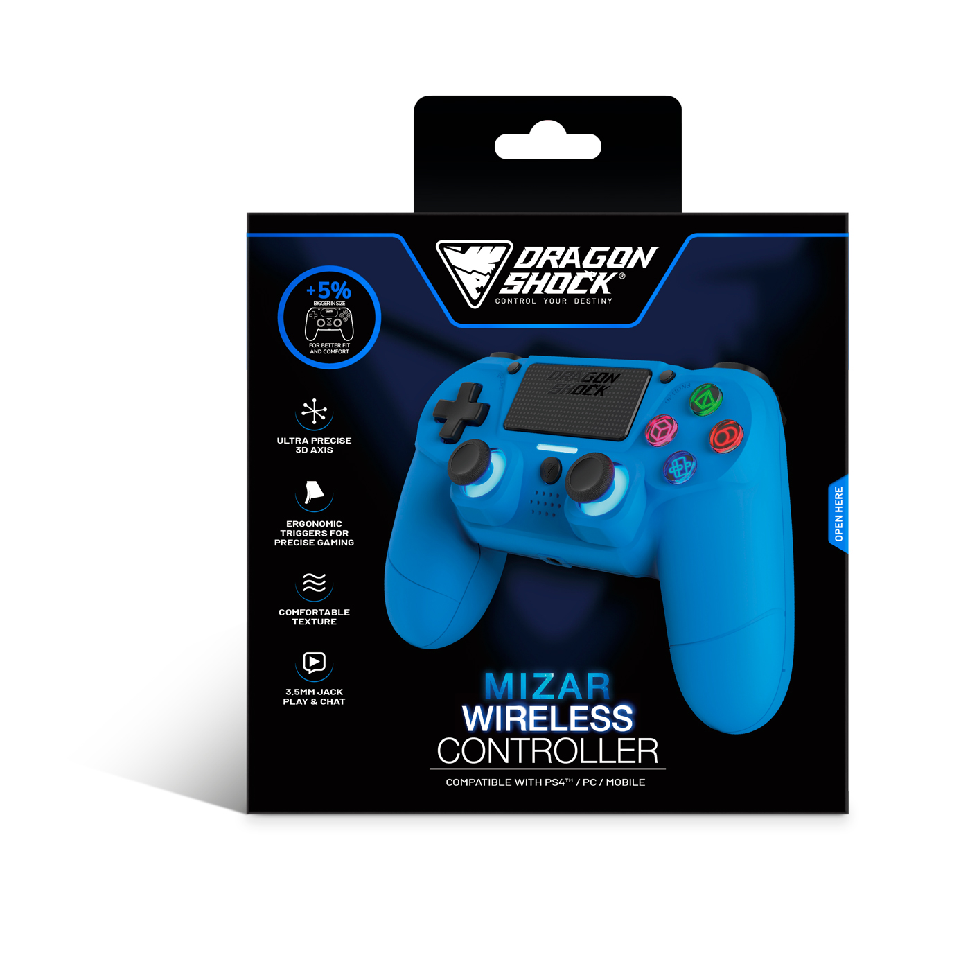 Dragonshock Mizar Game Pad blau, kabellos (PS4)