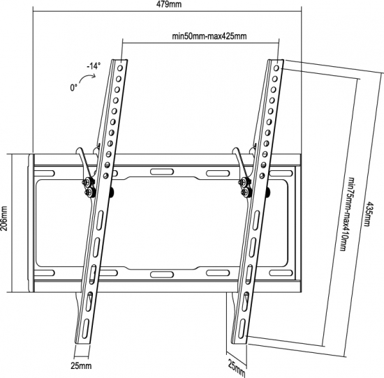 equip Befestigungskit (Kippbare Wandhalterung) für Flachbildschirm - kaltgewalzter Stahl - Schwarz - Bildschirmgröße: 81-140 cm (32"-55")