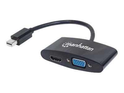 Manhattan 2-in-1 Mini-DisplayPort-Adapter 4K, Mini-DisplayPort-Stecker auf HDMI/VGA-Buchse, passiv, schwarz - Videoschnittstellen-Converter - Mini DisplayPort (M)