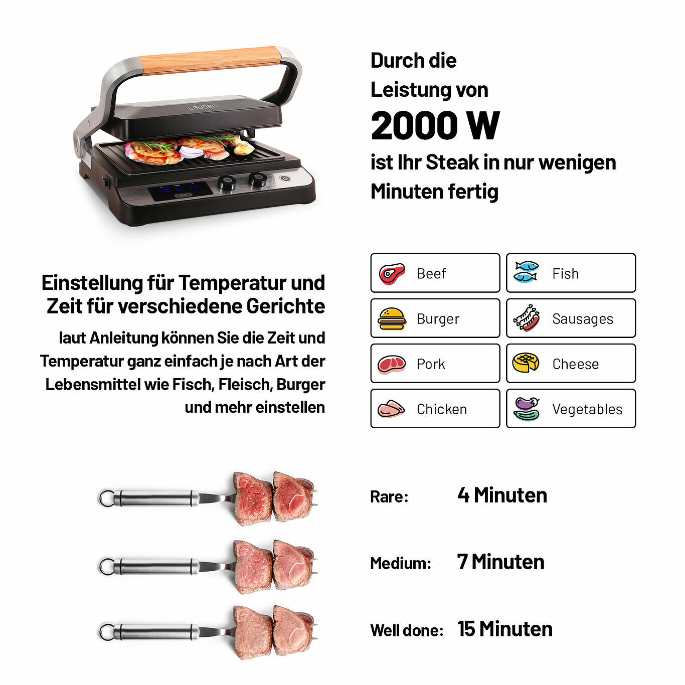 Lauben | Kontaktgrill 2000SB | 2000W | schwarz retail