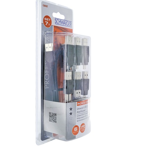 Schwaiger | USB Universalanschluss Set 6 Adapter |/Länge: 1,5 m