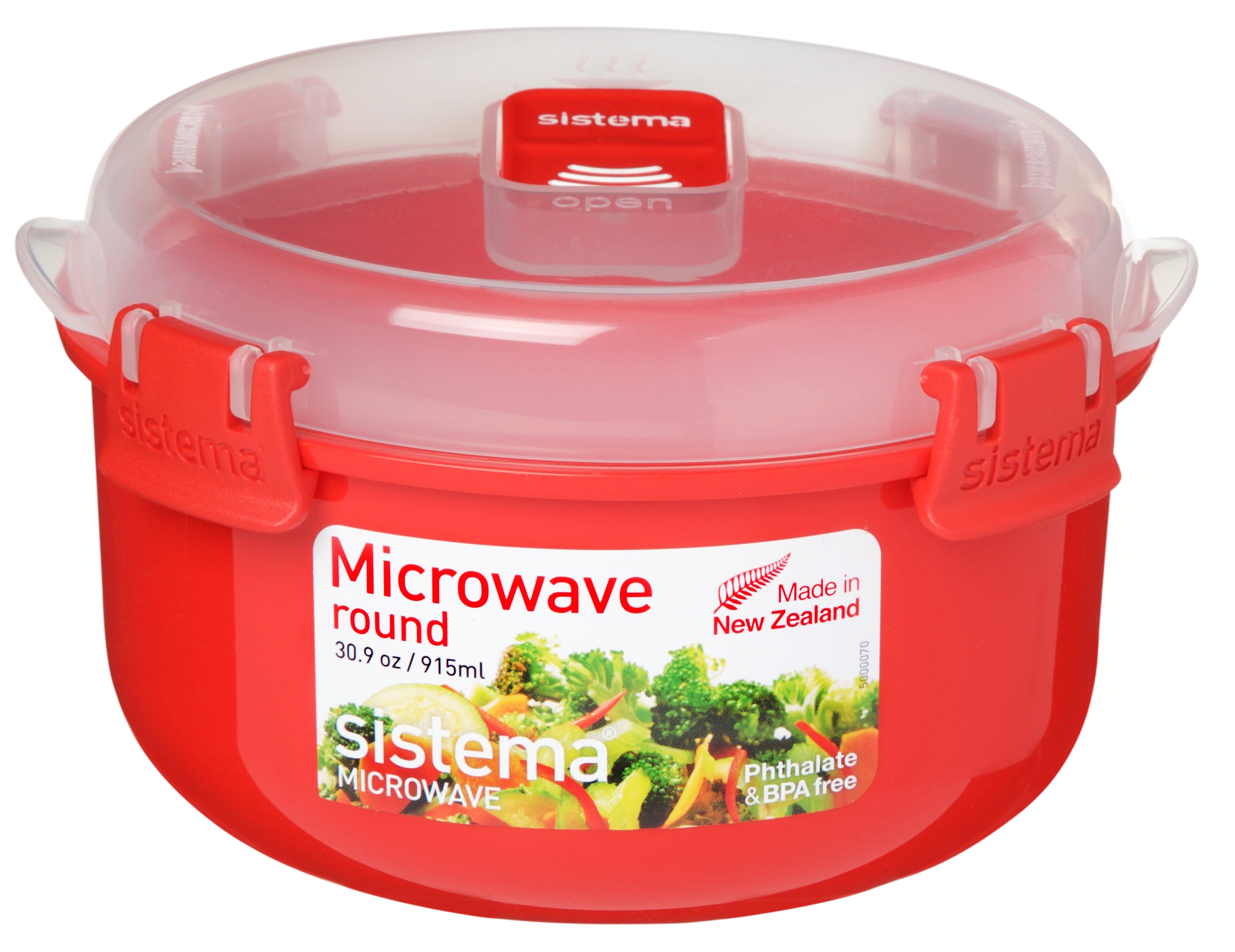 sistema | Mikrowellenbehälter Rund mit Ventil |  915 ml | rot