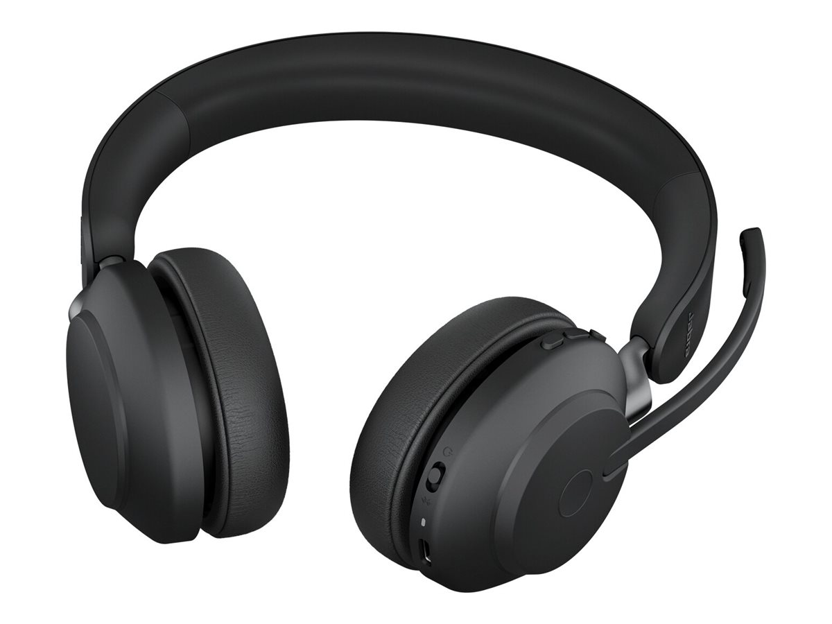 Jabra Headset Evolve2 65 UC Duo, inkl. Link 380a & Ladestat.