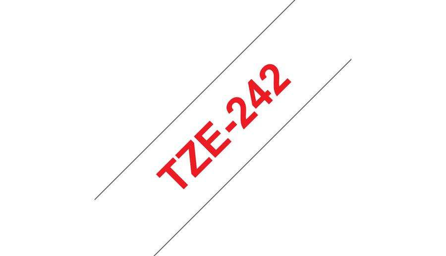 Brother TZe-242 - Standard-Klebstoff - Rot auf Weiß - Rolle (1,8 cm x 8 m)